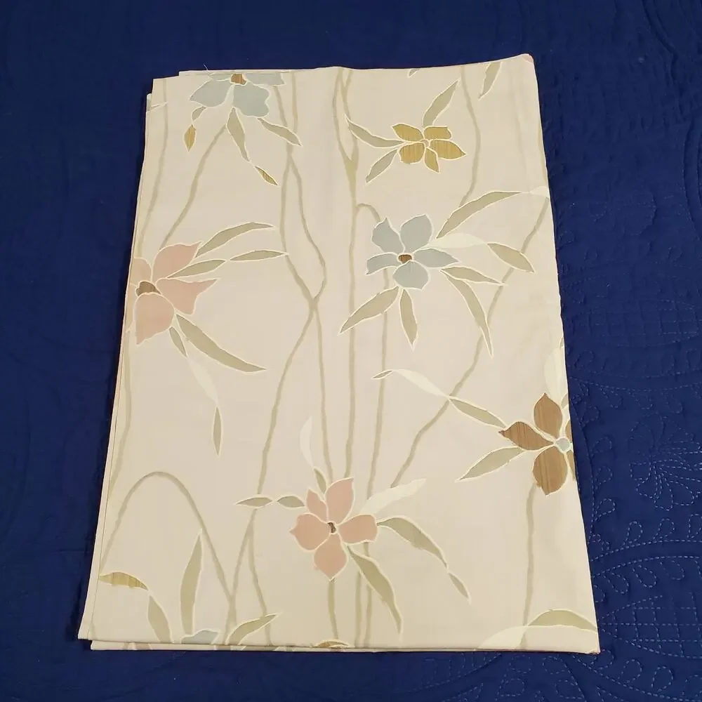 Dan River Sheet Twin Flat Beige Floral No Iron Percale 65 x 94 USA Vintage